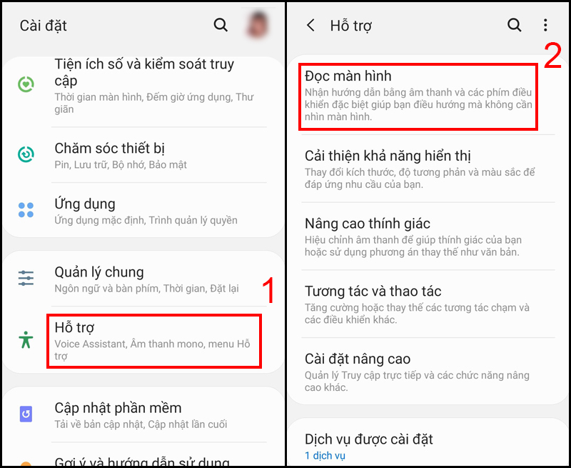 Mở Đọc màn hình